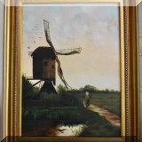 A09. Framed windmill painting. 